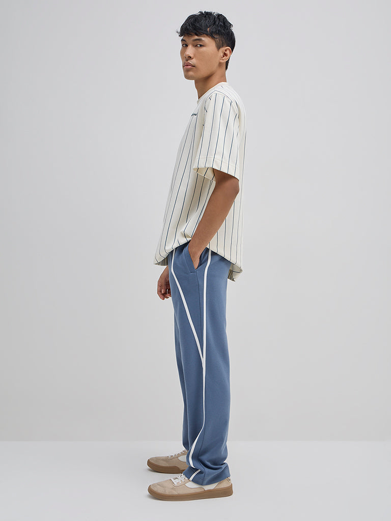Studiofit Off-White Striped Relaxed-Fit Cotton-Blend T-Shirt