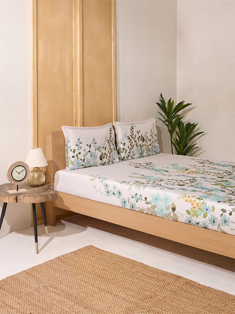 Westside Home Olive Foliage Queen Bed Flat Sheet and Pillowcase Set