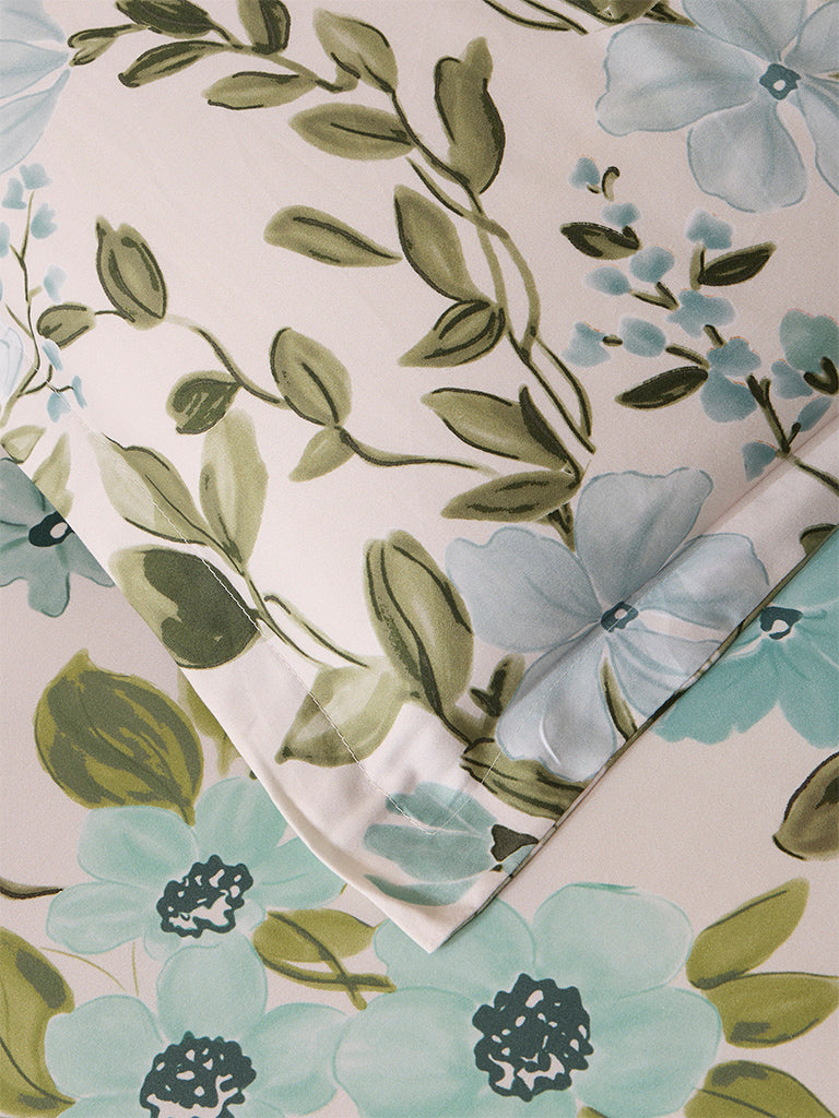 Westside Home Olive Foliage Queen Bed Flat Sheet and Pillowcase Set