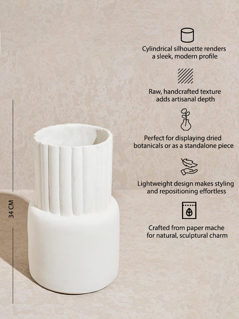 Westside Home White Paper Mache Cylindrical Vase