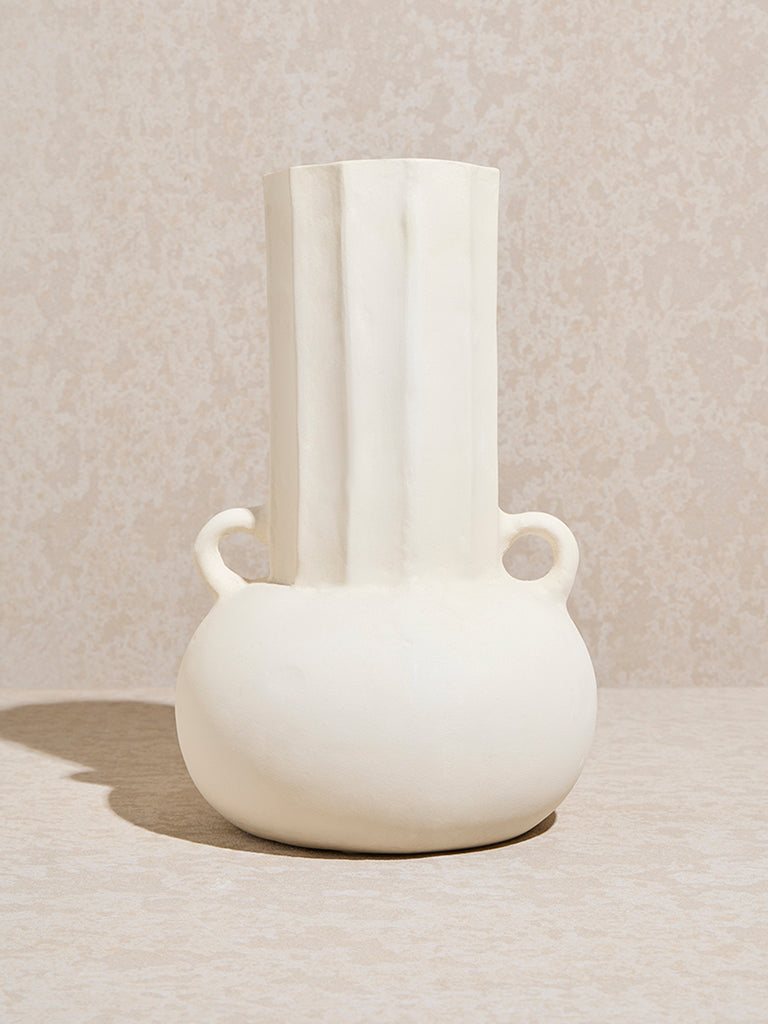 Westside Home Off-White Paper Mache Vase- Large