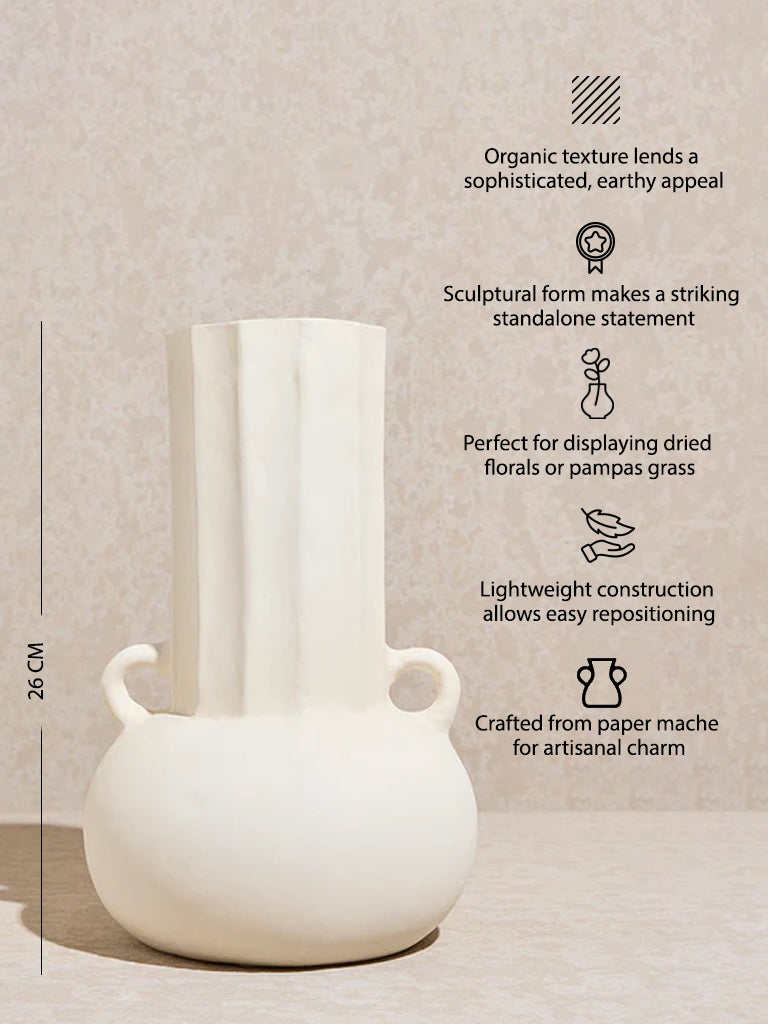 Westside Home Off-White Paper Mache Vase- Large