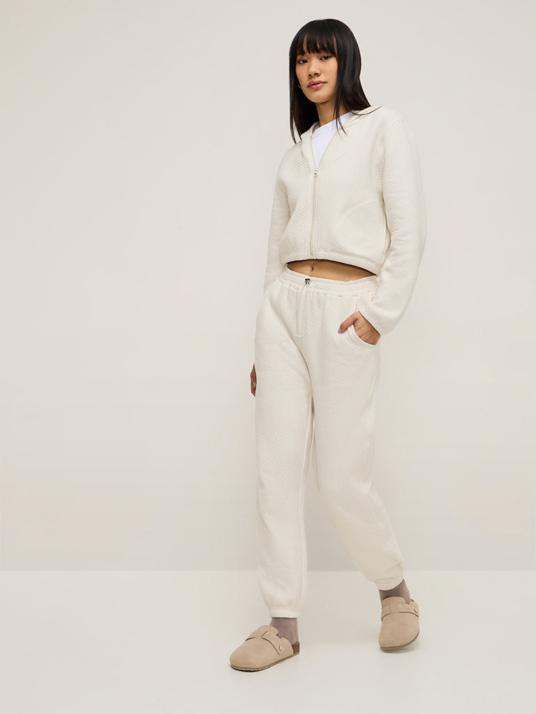 Buy Superstar Off White Quilted High Rise Joggers from Westside