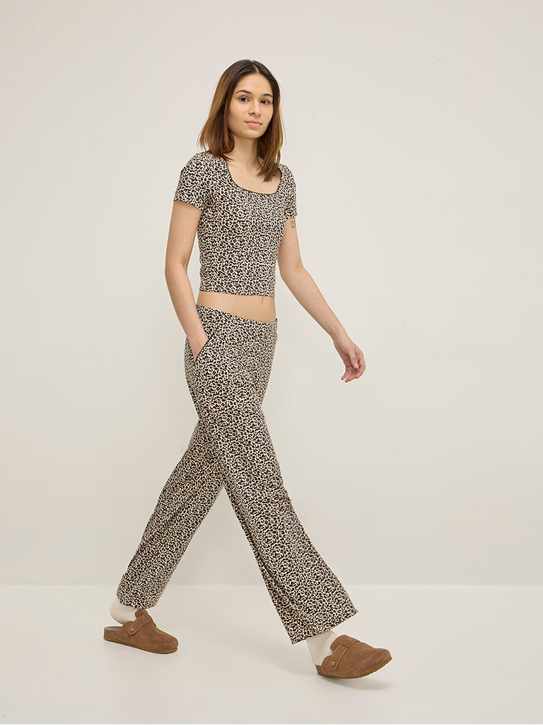 Superstar Black Animal Printed High-Rise Cotton-Blend Pants