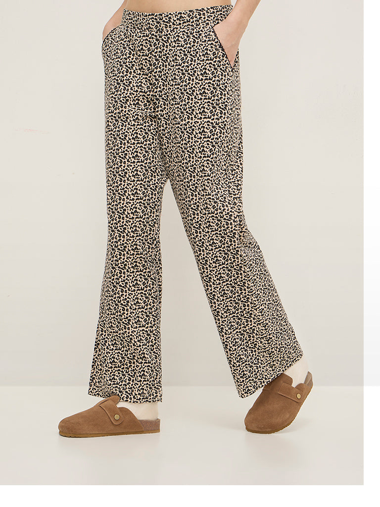 Superstar Black Animal Printed High-Rise Cotton-Blend Pants