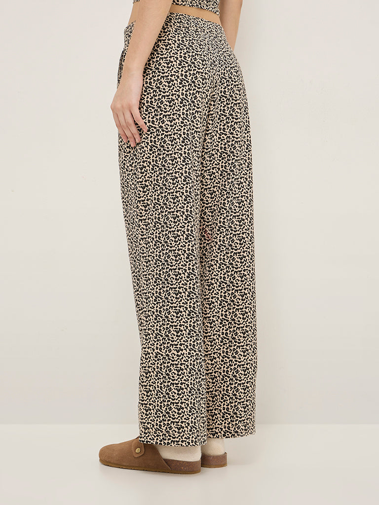 Superstar Black Animal Printed High-Rise Cotton-Blend Pants