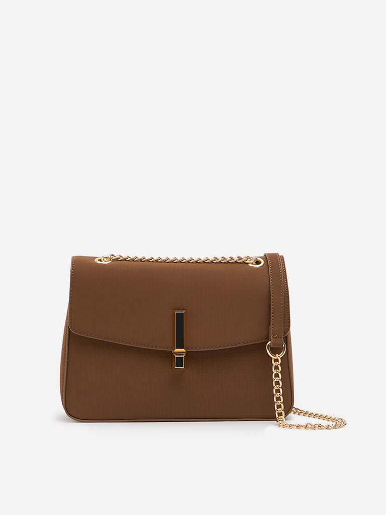 Westside Brown Textured Sling Bag