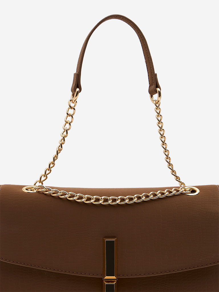 Westside Brown Textured Sling Bag