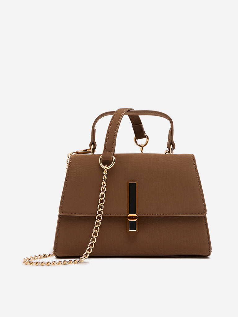 Westside Brown Reptilian Design Sling Bag