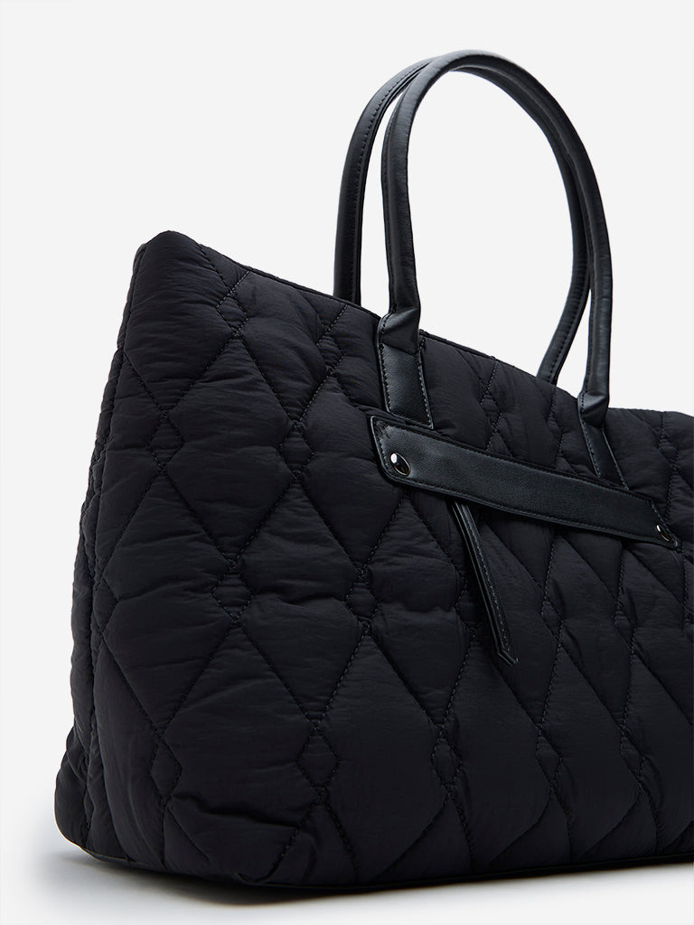 Westside Black Quilted Texture Hand Bag