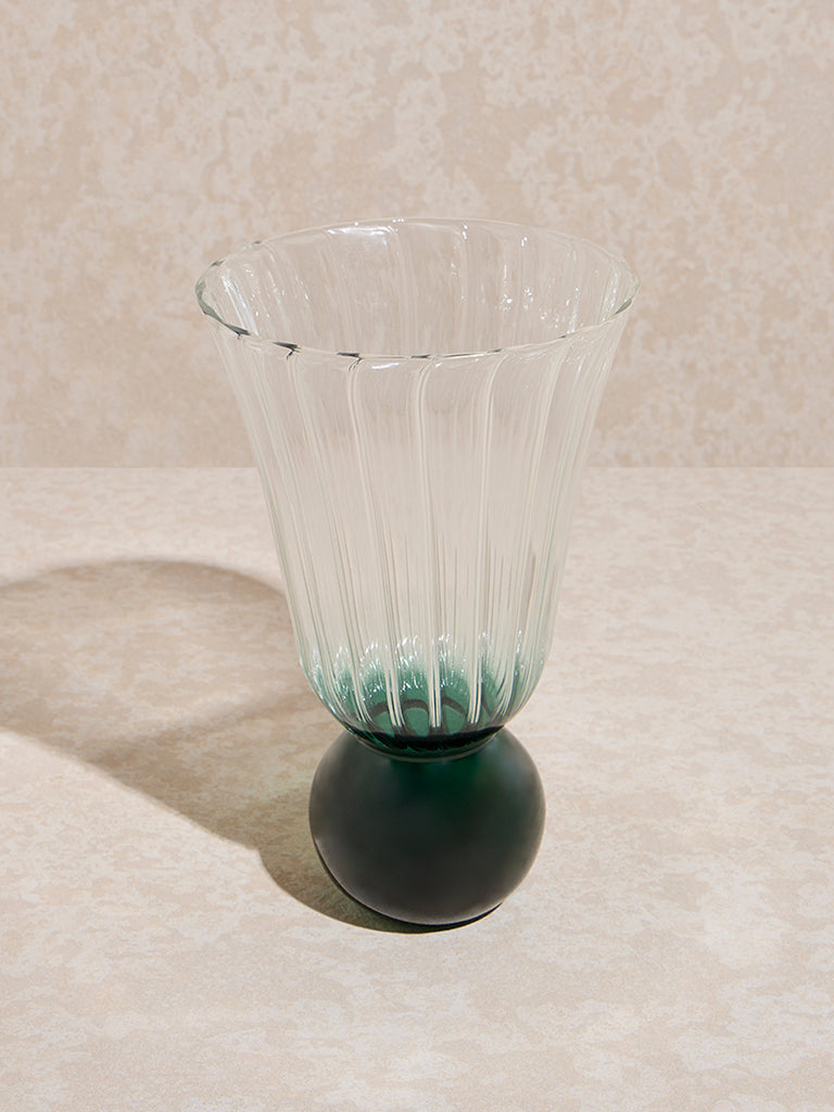 Westside Home Dark Green Ribbed-Textured Glass Vase
