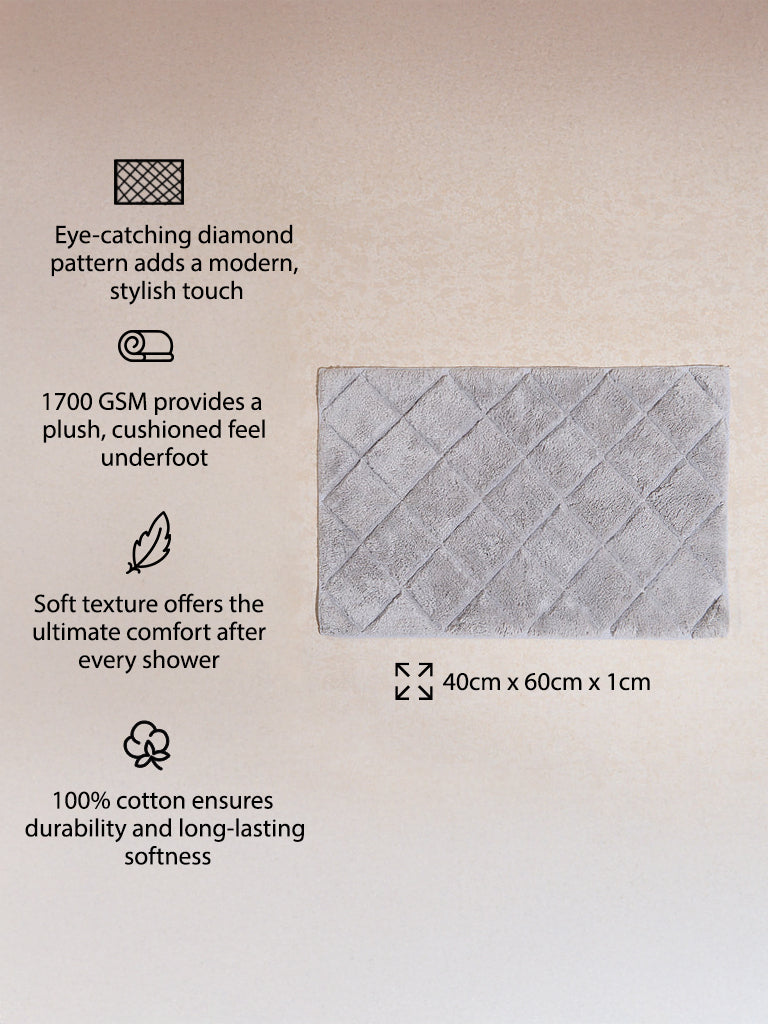 Westside Home Grey Diamond Design Bath Mat