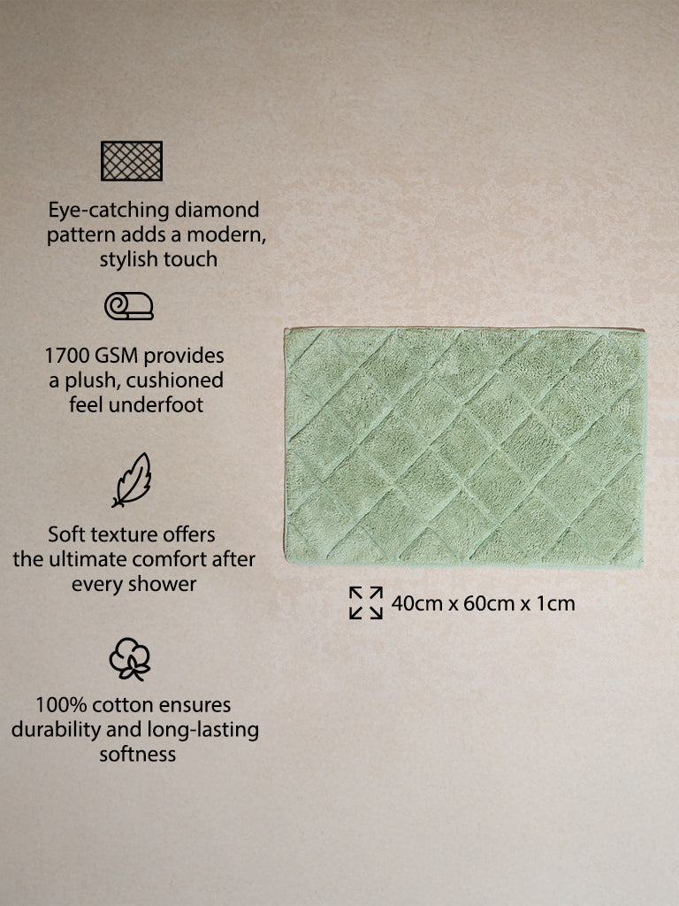 Westside Home Green Diamond Design Bath Mat