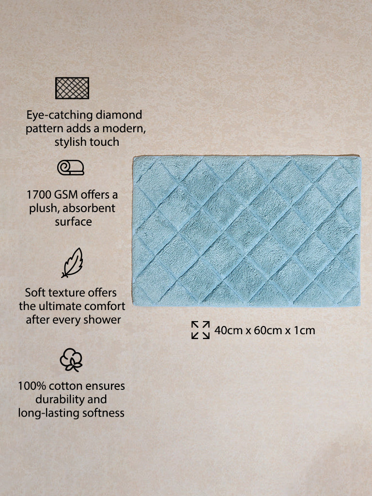 Westside Home Blue Diamond Design Bath Mat