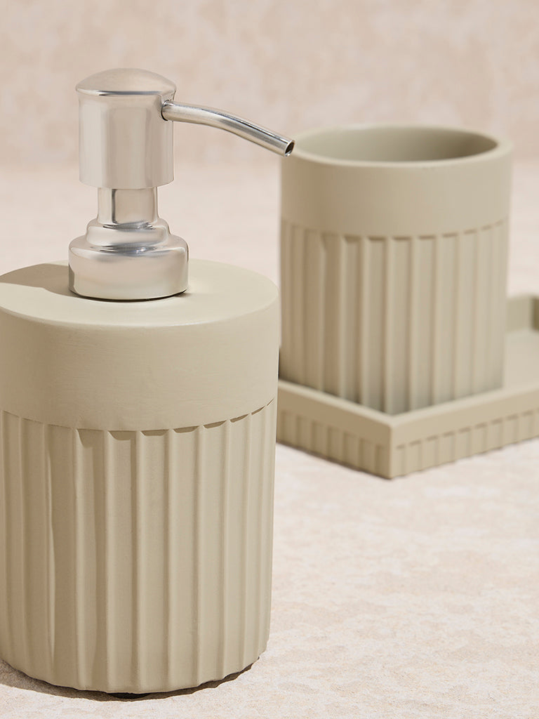 Westside Home Beige Ribbed-Textured Bathroom Accessory Set