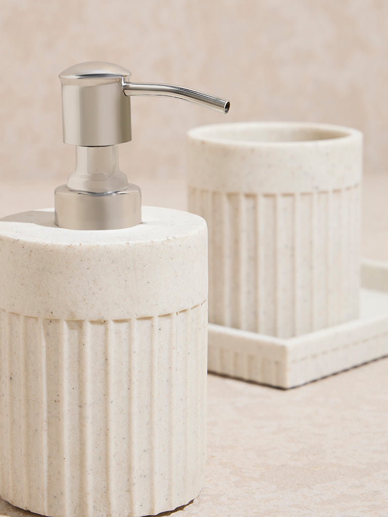 Westside Home White Ribbed-Textured Bathroom Accessory Set