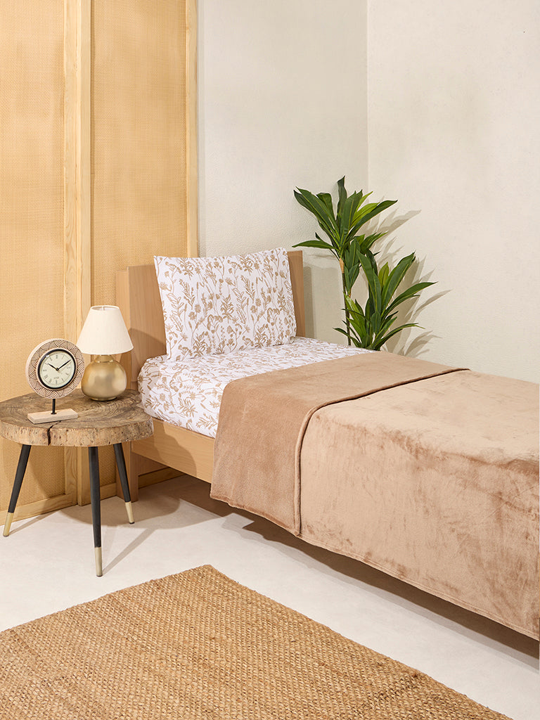 Westside Home Brown Single Bed Fleece Blanket