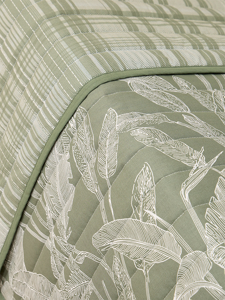 Westside Home Sage Foliage Print Reversible Quilted Single Bed Comforter