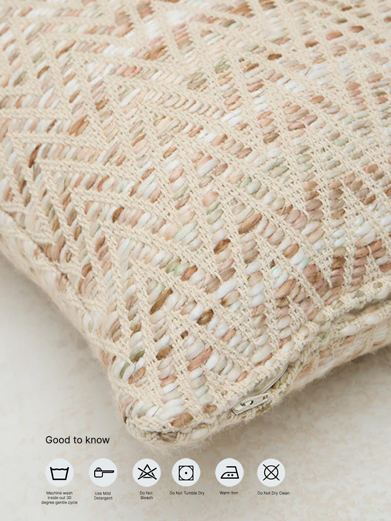 Westside Home Beige Chevron Woven Textured Cushion Cover