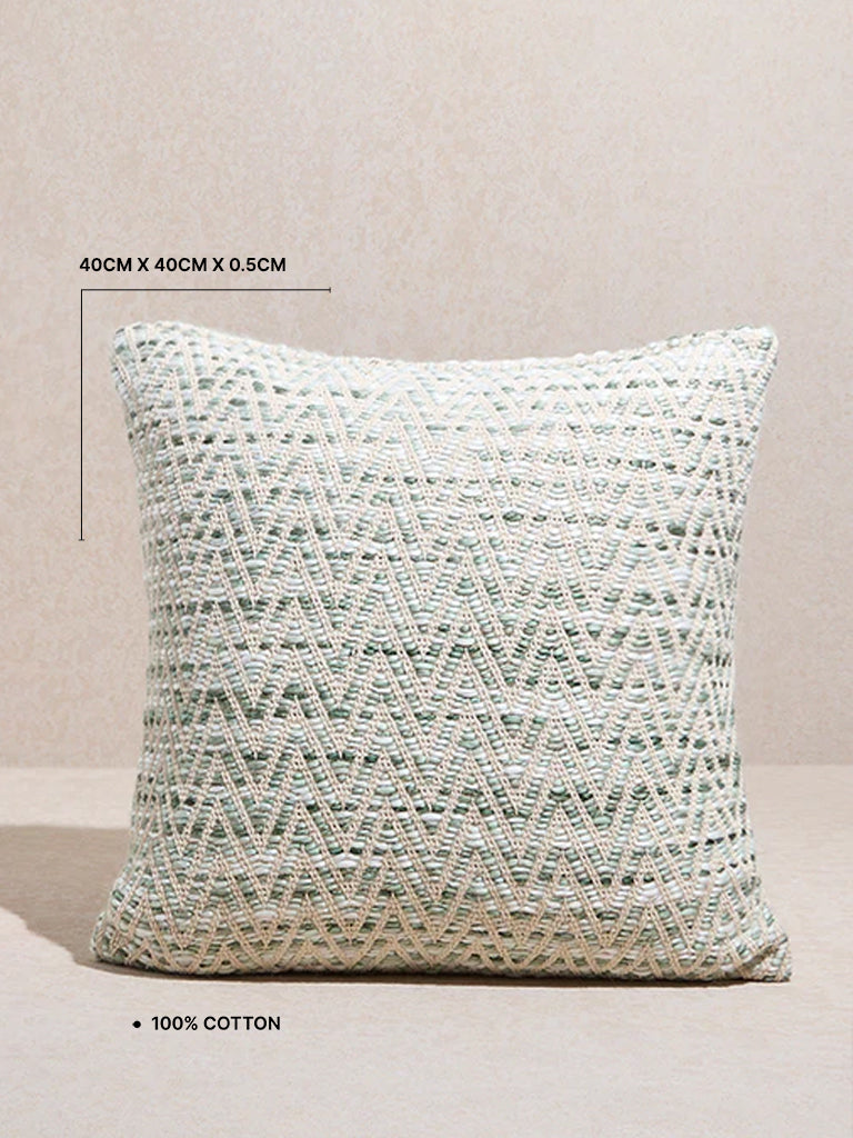 Westside Home Green Chevron Woven Textured Cushion Cover