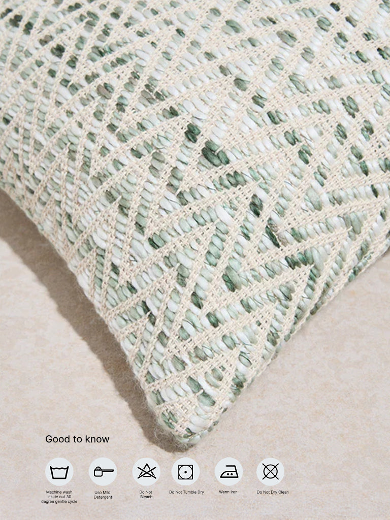 Westside Home Green Chevron Woven Textured Cushion Cover