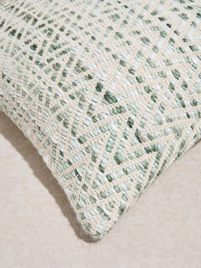 Westside Home Green Chevron Woven Textured Cushion Cover