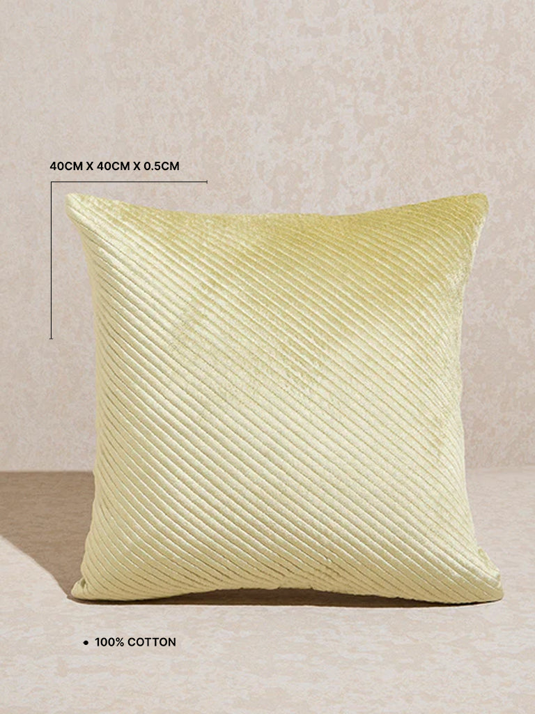 Westside Home Lime Self-Striped Velvet Cushion Cover