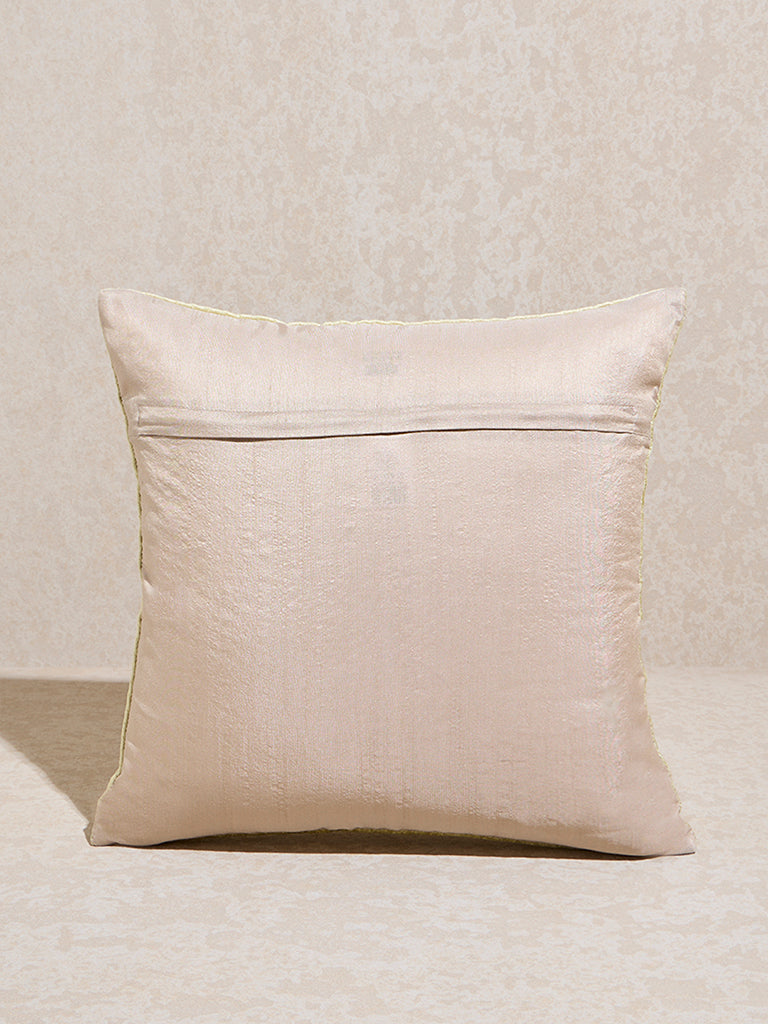 Westside Home Lime Self-Striped Velvet Cushion Cover