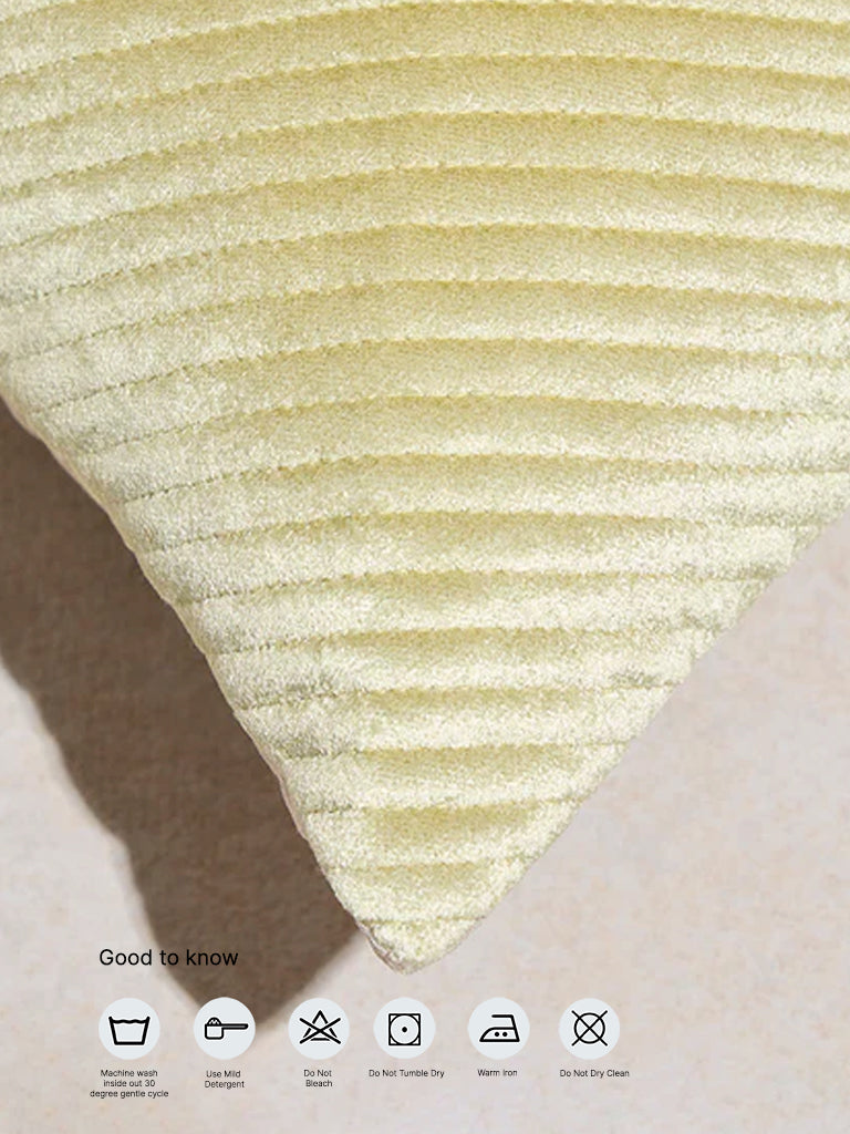 Westside Home Lime Self-Striped Velvet Cushion Cover