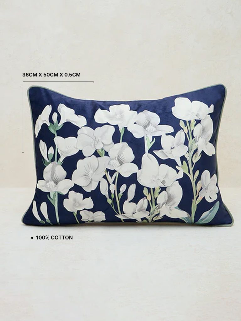 Westside Home Navy Floral Pattern Cushion Cover