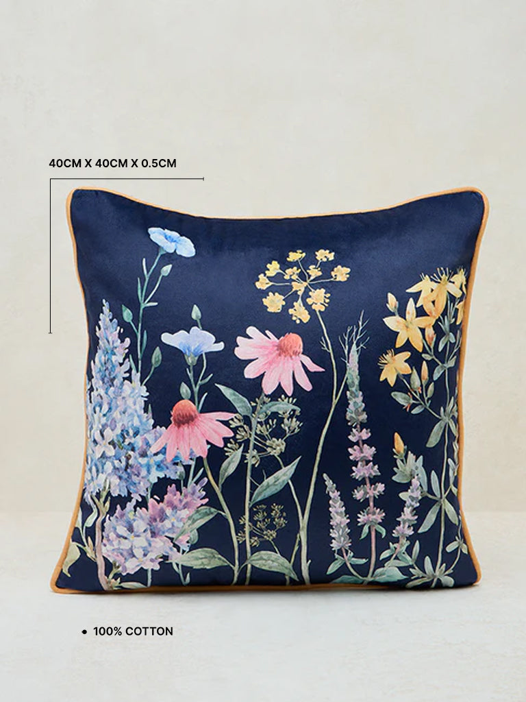 Westside Home Navy Botanical Design Cushion Cover
