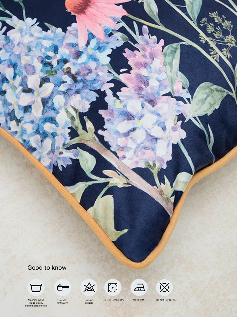 Westside Home Navy Botanical Design Cushion Cover