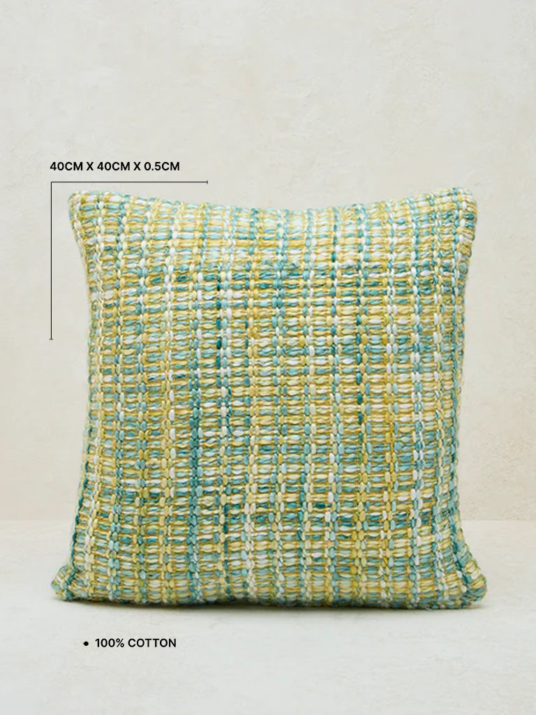 Westside Home Blue & Yellow Knit-Textured Cushion Cover
