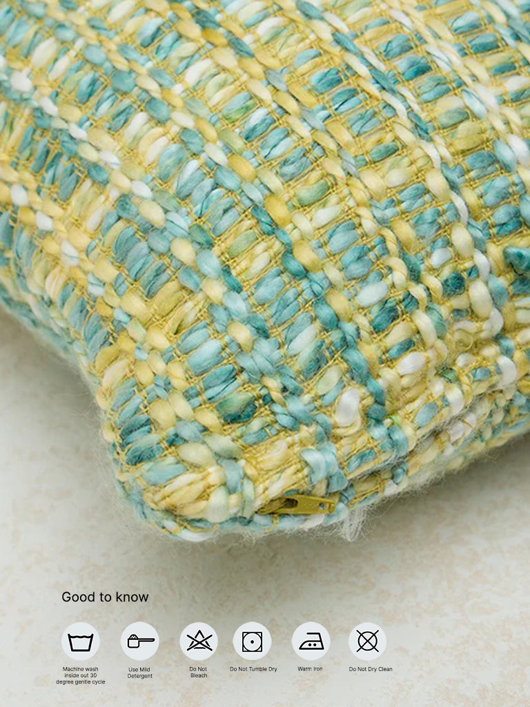 Westside Home Blue & Yellow Knit-Textured Cushion Cover