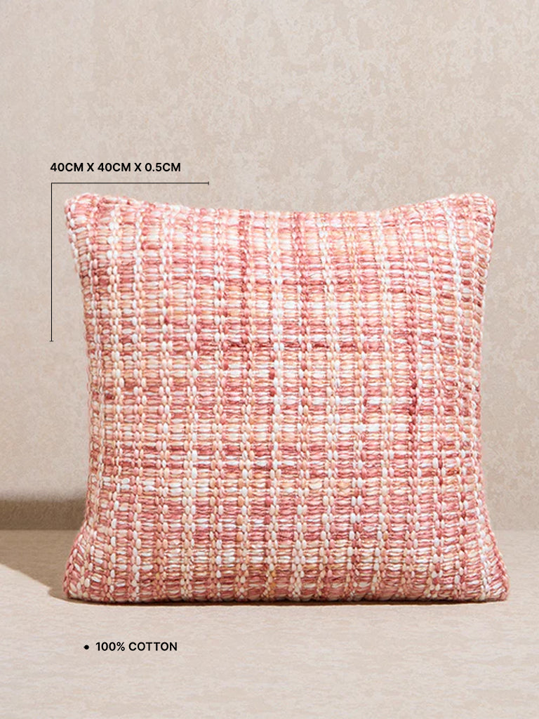 Westside Home Pink Woven Checkered Cushion Cover