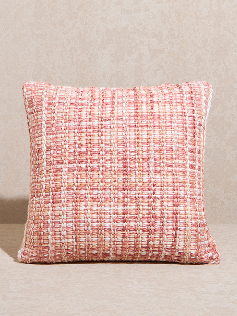 Westside Home Pink Woven Checkered Cushion Cover
