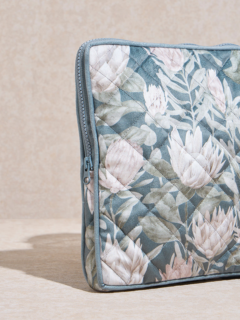 Westside Home Teal Floral Patterned Laptop Bag