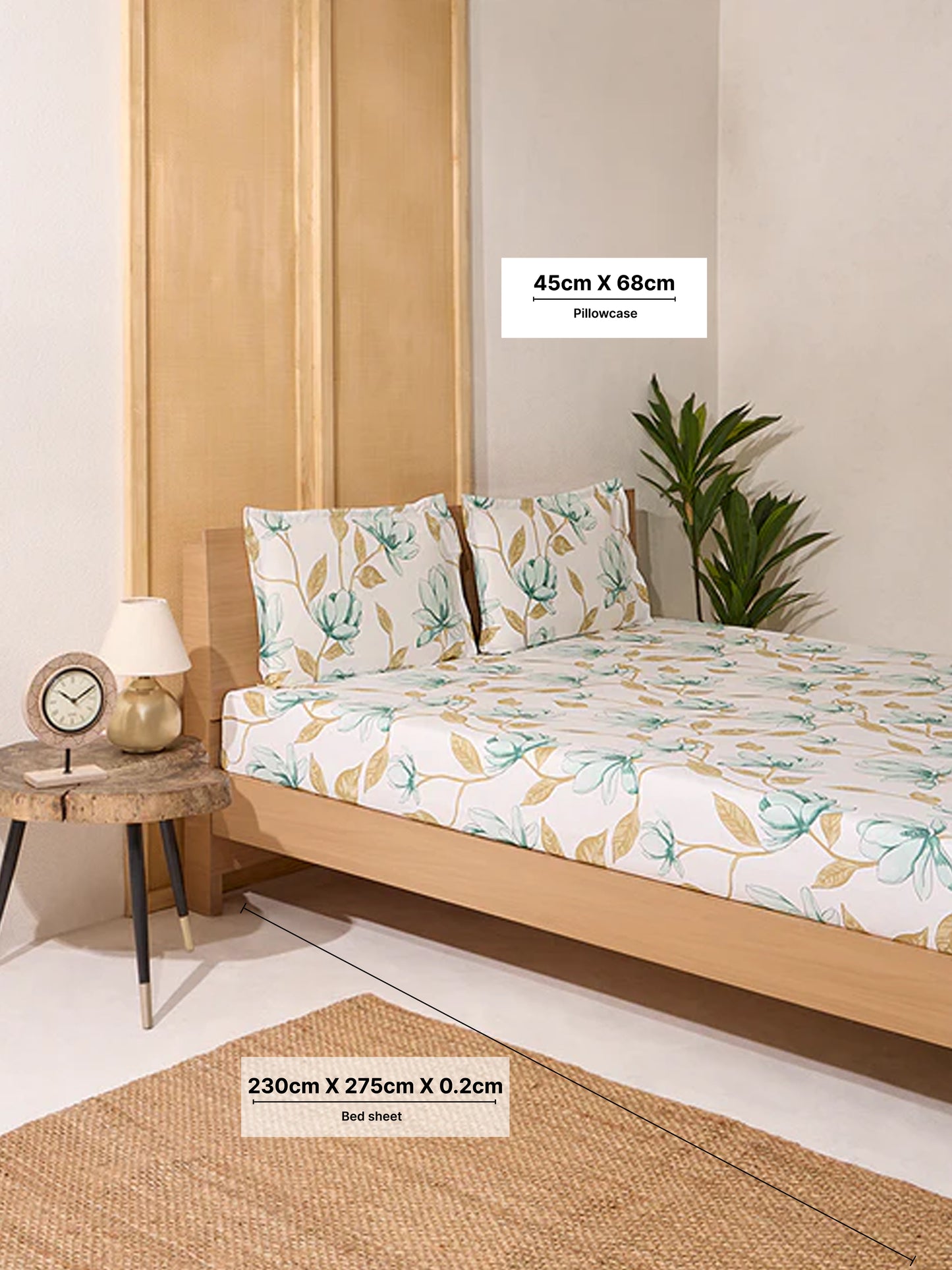 Westside Home Multicolour Queen Bed Fitted Sheet and Pillowcase Set