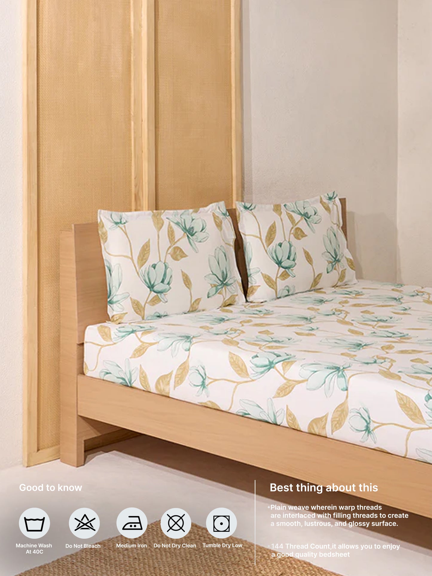 Westside Home Multicolour Queen Bed Fitted Sheet and Pillowcase Set