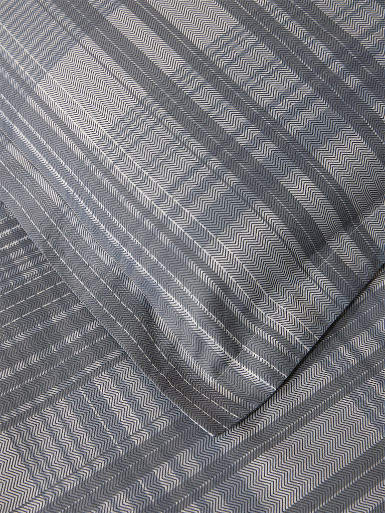Westside Home Dark Grey Checkered Double Bed Fitted Sheet and Pillowcase Set