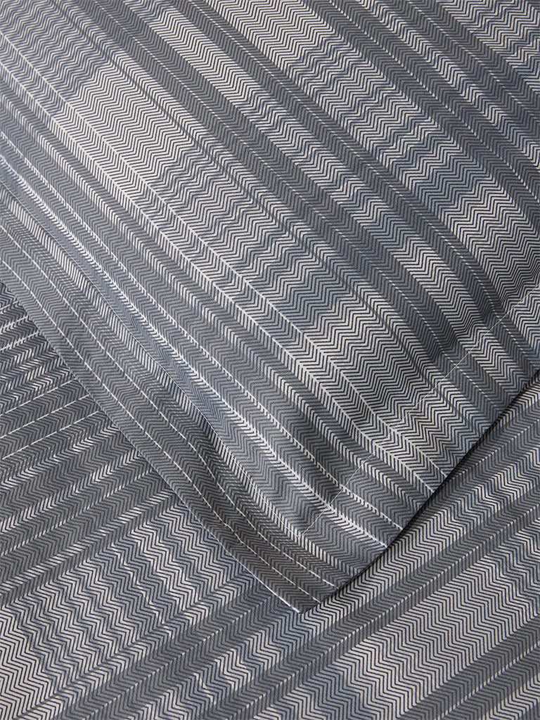 Westside Home Dark Grey Checkered King Bed Fitted Sheet and Pillowcase Set