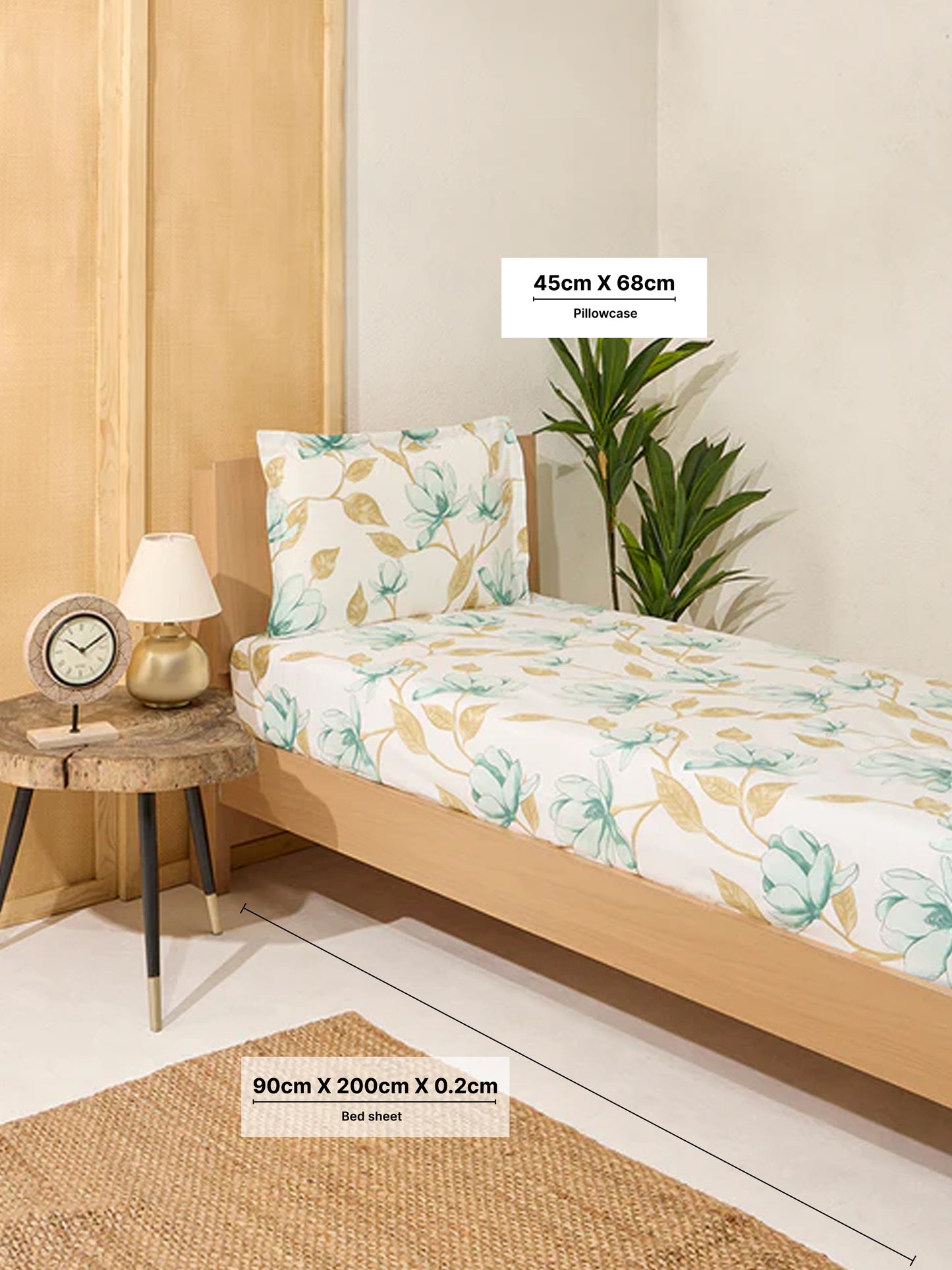 Westside Home Multicolour Single Bed Fitted Sheet and Pillowcase Set
