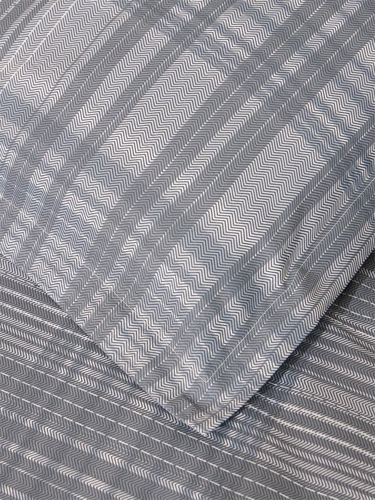 Westside Home Dark Grey Checkered Single Bed Fitted Sheet and Pillowcase Set