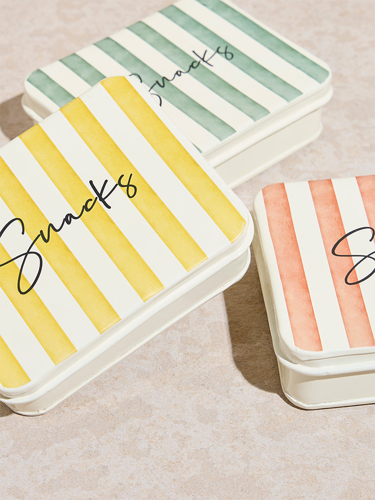 Westside Home Multicolour Stripe Printed Snacks Box (Set of 3)