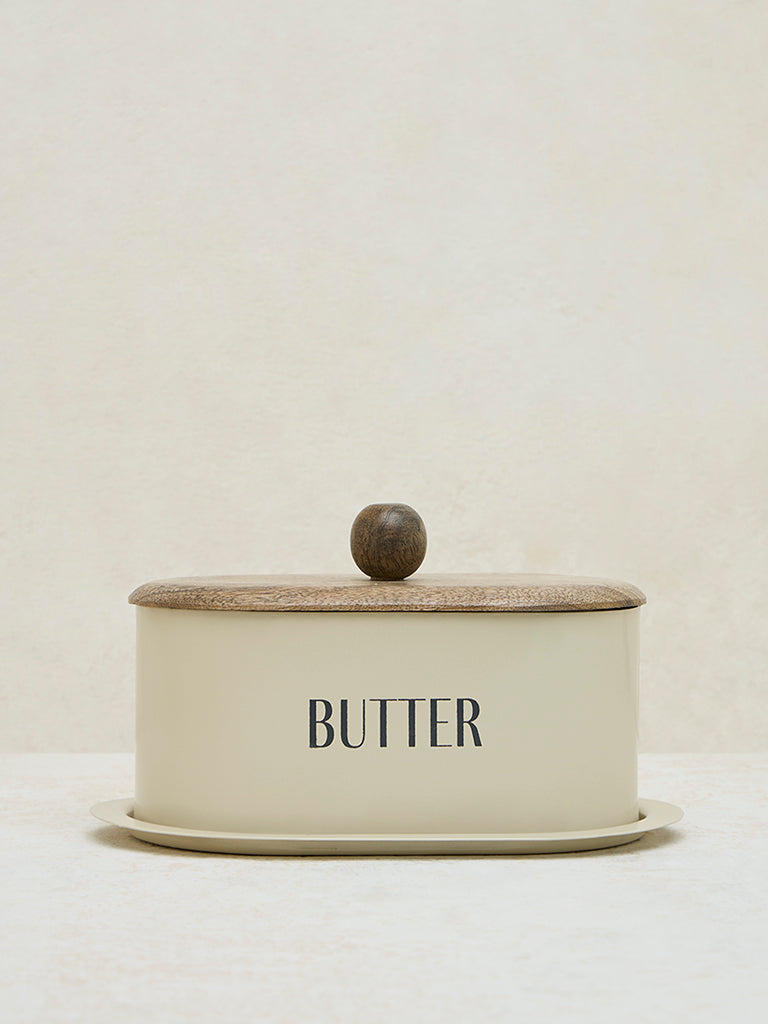 Westside Home Off-White Butter Dish