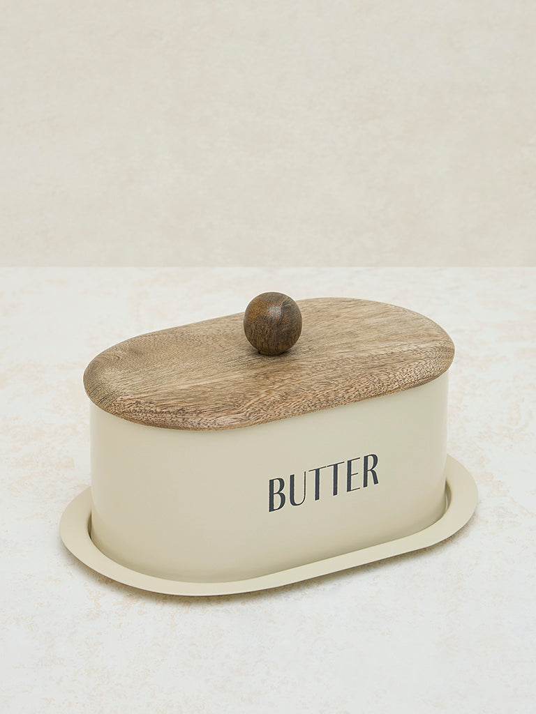 Westside Home Off-White Butter Dish