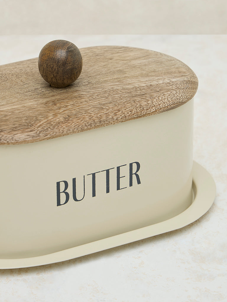 Westside Home Off-White Butter Dish