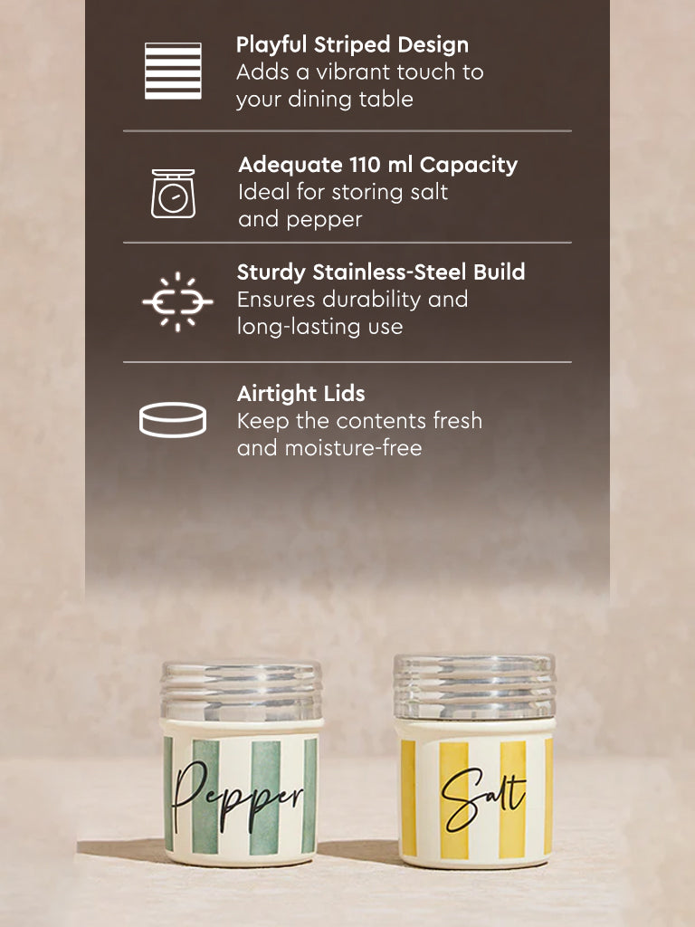 Westside Home Multicolour Striped Salt and Pepper Canisters (Set of 2)