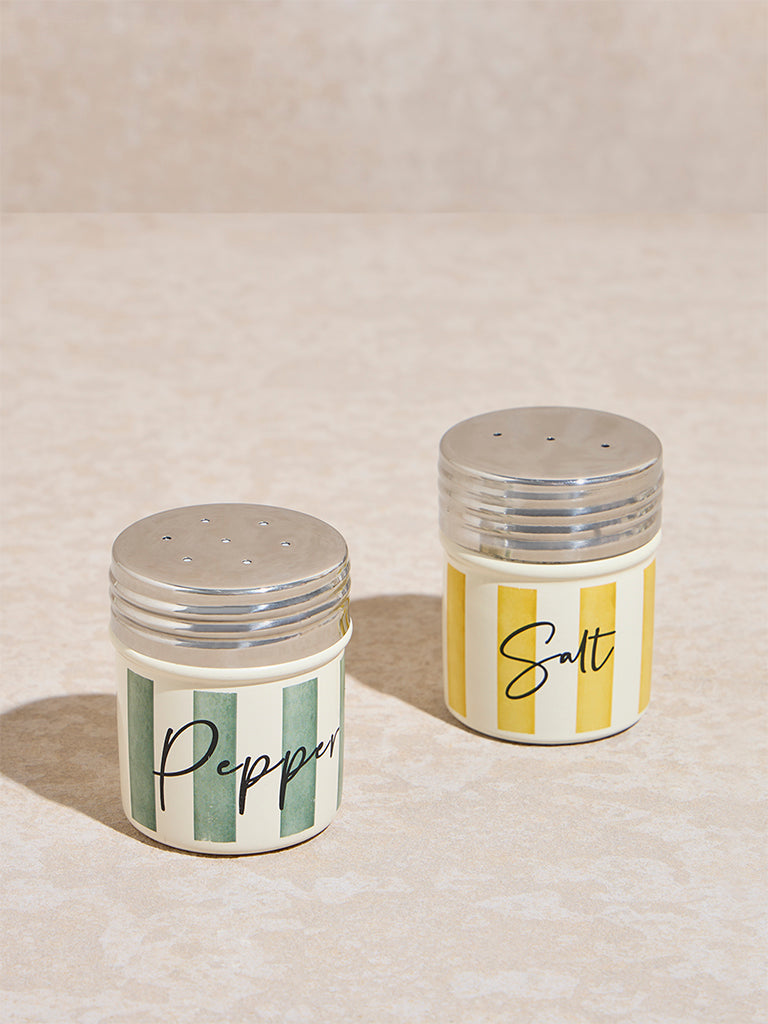 Westside Home Multicolour Striped Salt and Pepper Canisters (Set of 2)