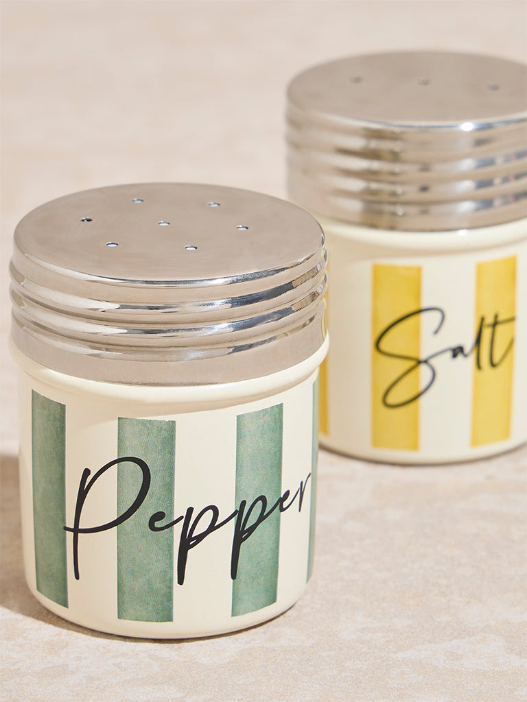 Westside Home Multicolour Striped Salt and Pepper Canisters (Set of 2)